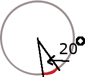 circle with 20 degree arc and red line to accent the arc part